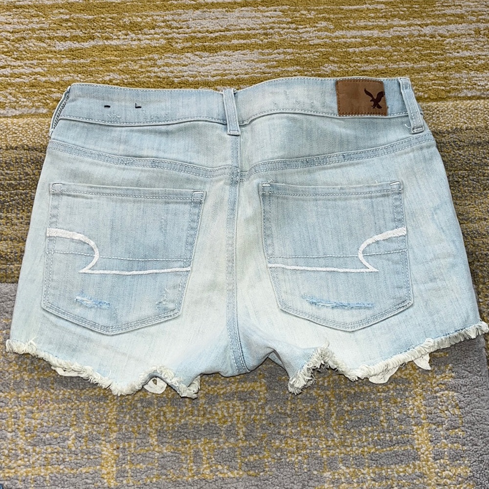 Women’s, AEO, size 4 hi rise shortie, jean shorts, never worn